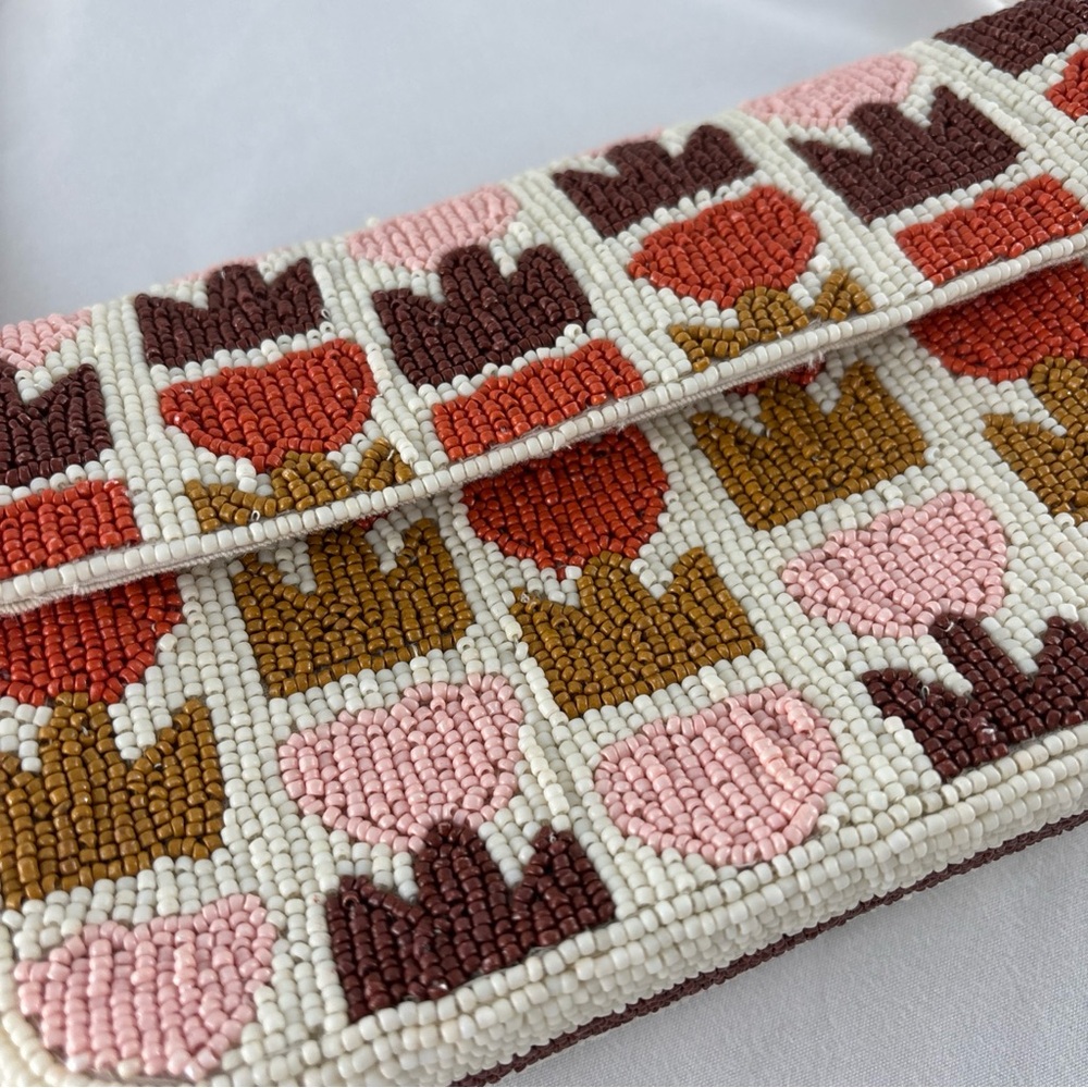 Anthropologie The Fiona Beaded Bag Floral Edition Retro Flower Purse - Picture 3 of 16